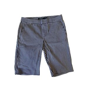 Lauren Ralph Lauren Womens Gingham Bermuda Shorts Navy Blue White Size 4 Preppy